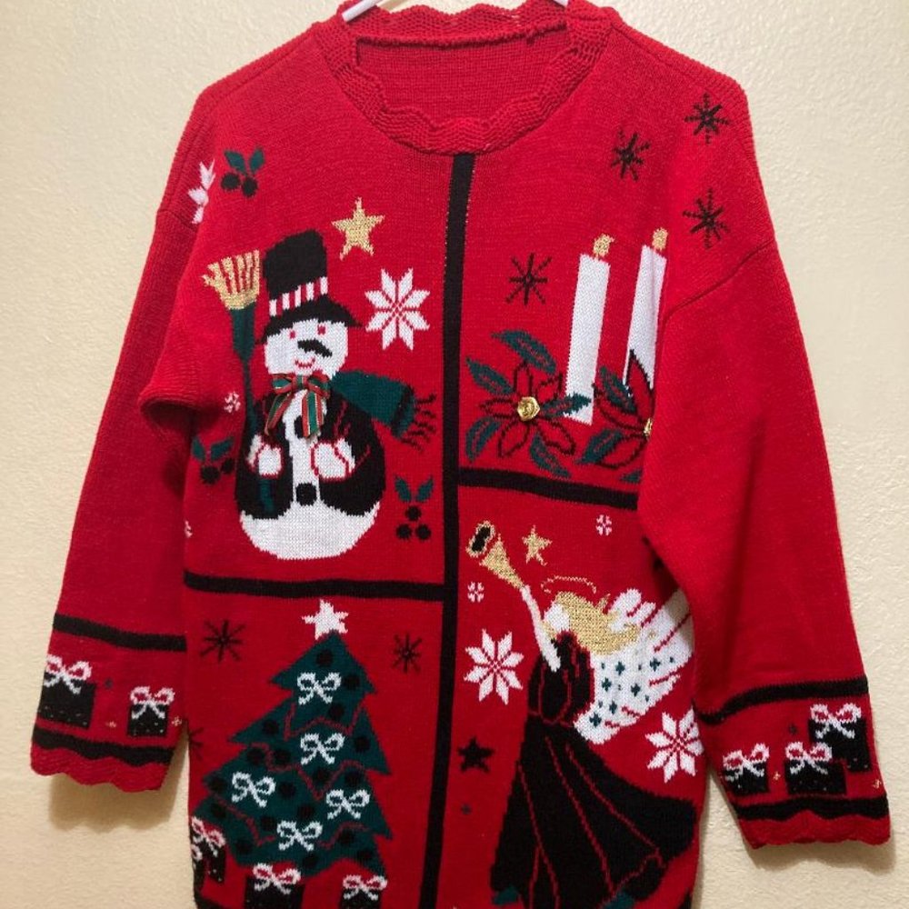 Vintage Unbranded Women's Christmas Holiday Winter Knit Sweater Size Small